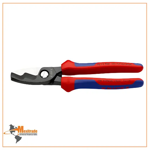 [95 12 200 SB] Knipex 95 12 200 SB – Cortacables con filo doble, fundas en dos componentes, bruñido, 200 mm