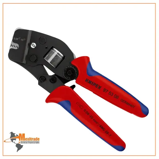[97 53 08 SB] Knipex 97 53 08 SB – Pinza crimpadora para terminales con mangos ergonómicos