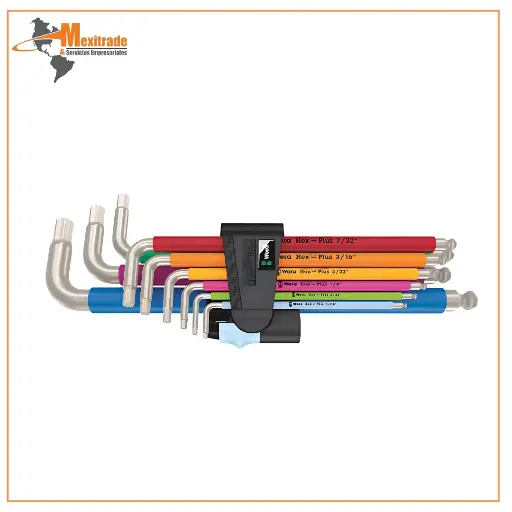 [05022860001] Juego de llaves; de pulgada,allen Hex-Plus,esférica Wera