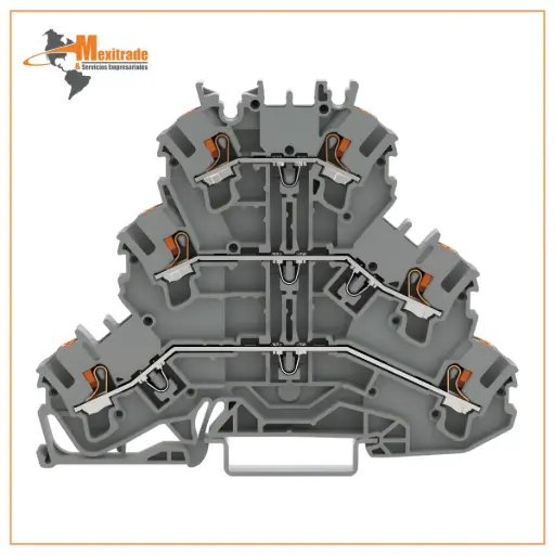 [2202-3201] Borna de tres pisos; con tecla; Borna de paso/paso/paso; L/L/L