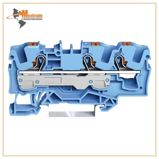 [2206-1304] Borna de paso para 3 conductores; con tecla; 6 mm²; con orificio de prueba; Apropiado para aplicaciones Ex i
