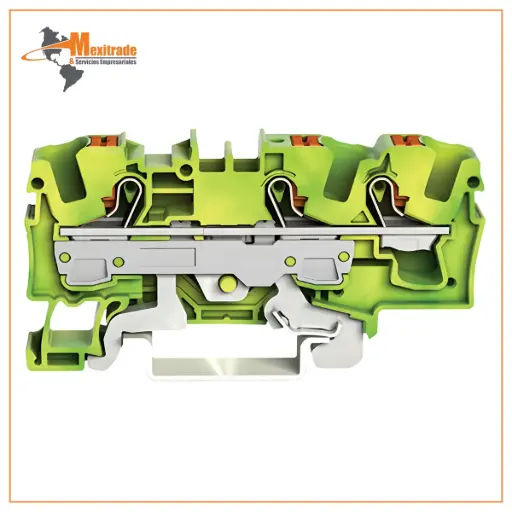 [2206-1307] Borna de tierra para 3 conductores con tecla 6 mm²con orificio de prueba