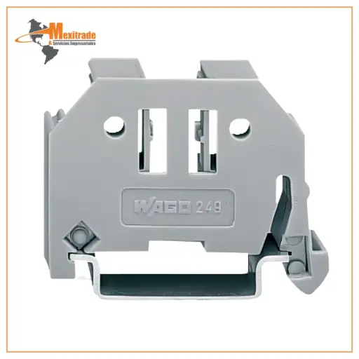 [249-117] Tope de cierre sin tornillos; Ancho 10 mm; para carril DIN 35 x 15 y 35 x 7,5; gris