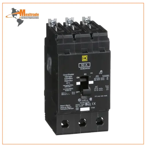 [EDB34050] Interruptor Mini Atornillable Marco E Square D – 3 Polos – 50 A – 480Y/277 VCA – 18/25 kA