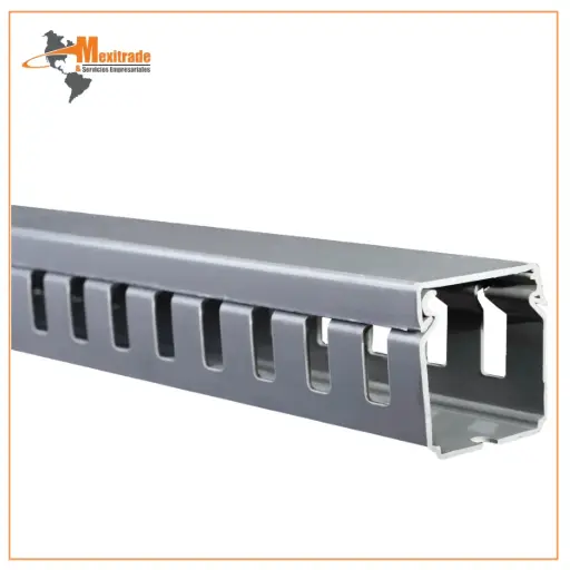 [DXN10062] Canaleta ranurada Dexson de 40 mm ancho x 40 mm alto y 2 metros de largo, color gris