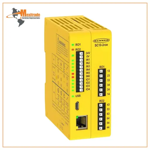 [BAN806222] Controlador de Seguridad Banner SC10-2ROE – 10 Entradas, 2 Salidas de Relé