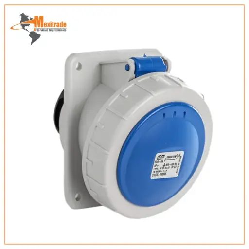 [03806] Base empotrar inclinada 32A 3P+T 230VCA 9h Azul IP66-IP67 